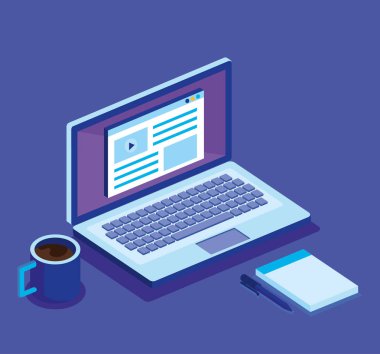 dizüstü bilgisayar ve itmeyi simgeler