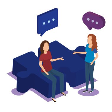 puzzle parçaları ekip çalışması insanlarla izometrik