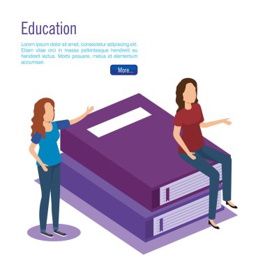 ekip çalışması paople izometrik ile okul kitapları