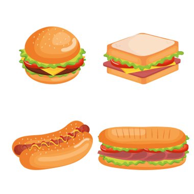delicious fast food icons clipart