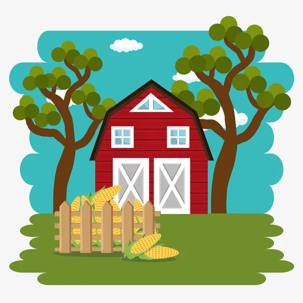 Farmhouse in the farm scene — Stock Vector