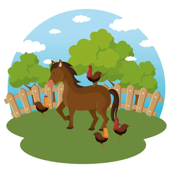 Animals Farm Scene Vector Illustration Design — Stock Vector