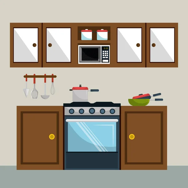 厨房现代场景图标 — 图库矢量图片