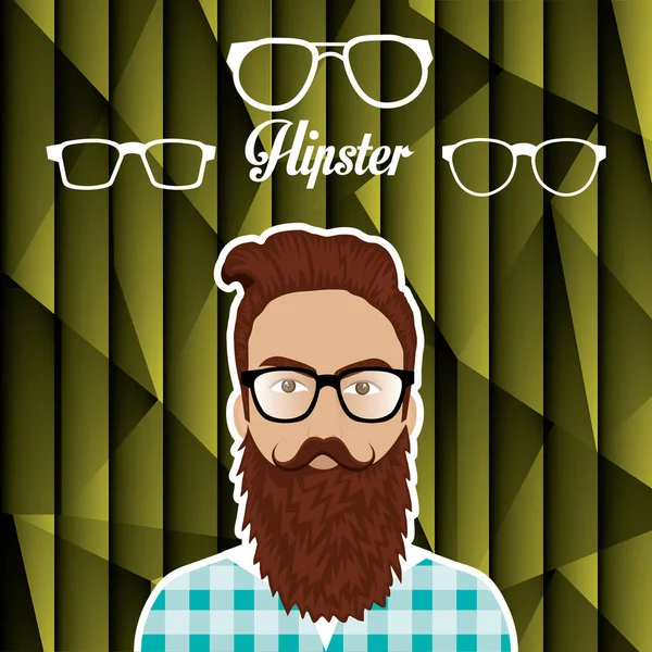 Karakter hipster gaya manusia - Stok Vektor