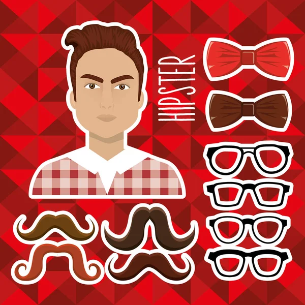 Man style hipster character — Stock Vector