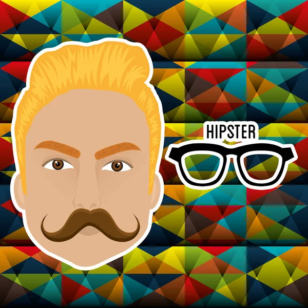 Hoofd man stijl hipster karakter — Stockvector