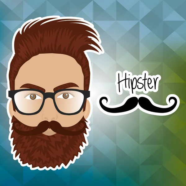 Tête homme style hipster caractère — Image vectorielle