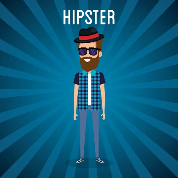 Homme style hipster caractère — Image vectorielle