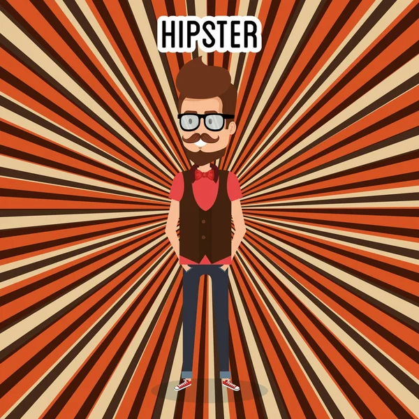 Karakter hipster gaya manusia - Stok Vektor