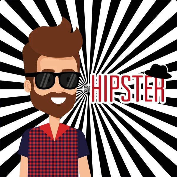 Man stijl hipster karakter — Stockvector