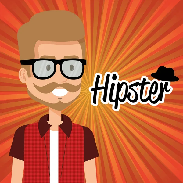 Homme style hipster caractère — Image vectorielle