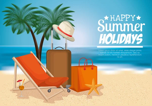 yaz tatil simgeleri ile plaj