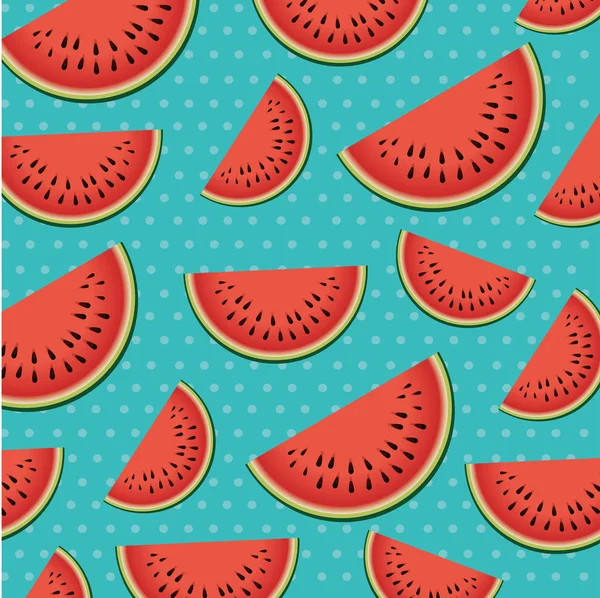 Fresh watermelons sliceds pattern — Stock Vector