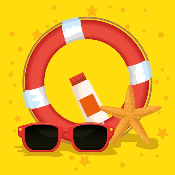 Summer holidays set icons — Stock Vector