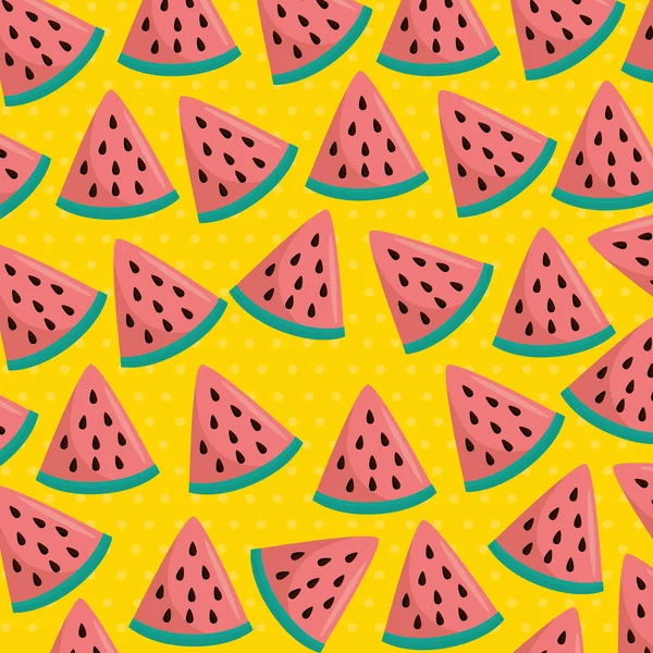 Fresh watermelons sliceds pattern — Stock Vector