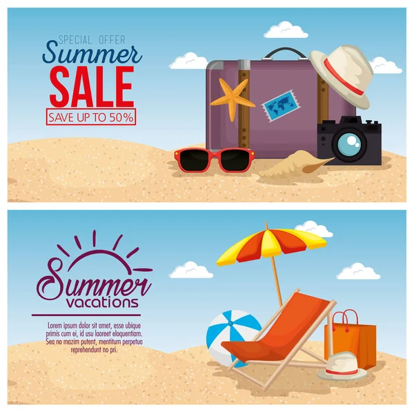 Sommar semester strandmotiv — Stock vektor