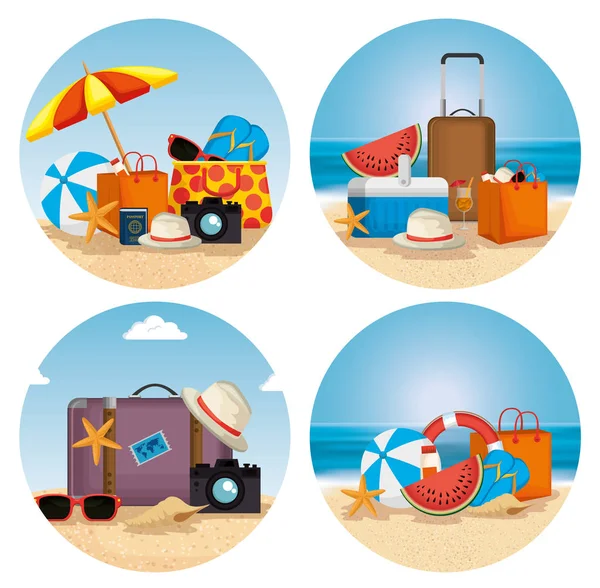 Summer holidays beach scene — Stock Vector