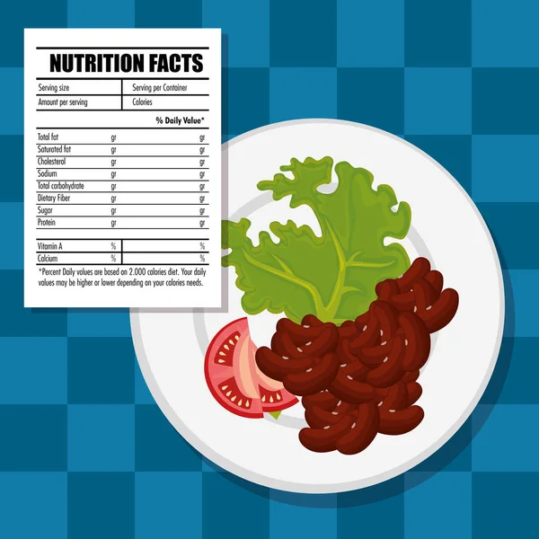 Zdravé jídlo s nutriční fakta — Stockový vektor