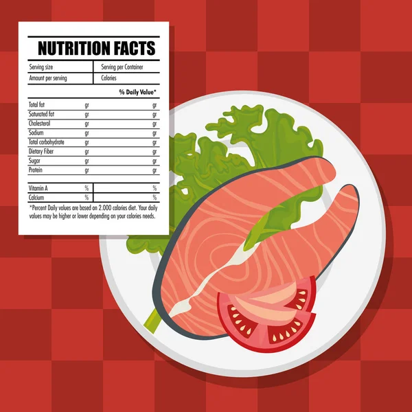 Alimentos saludables con datos nutricionales — Archivo Imágenes Vectoriales