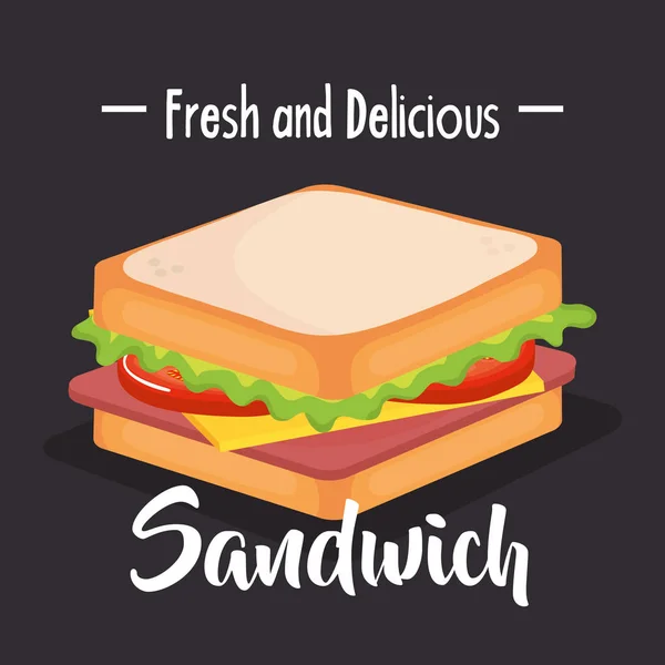 Delicious sandwich fast food — Stock Vector