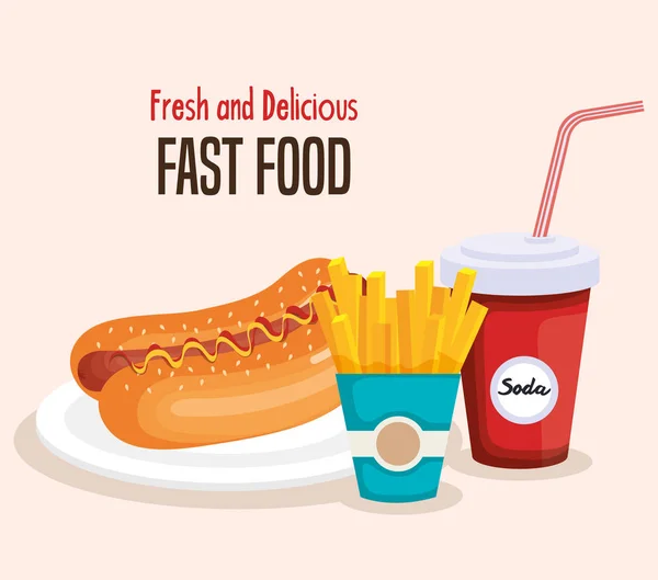 Deliciosos ícones de fast food —  Vetores de Stock