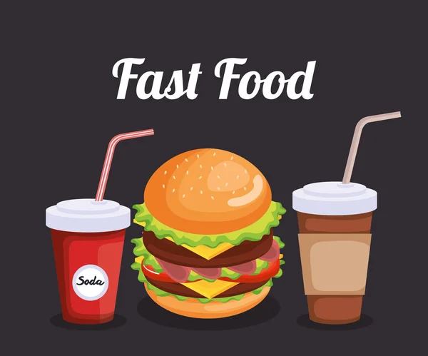 Deliciosos iconos de comida rápida — Vector de stock
