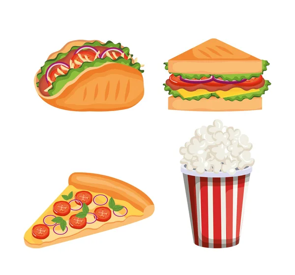 Heerlijke fastfood pictogrammen — Stockvector