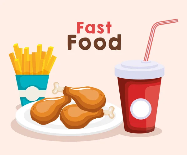 Deliciosos ícones de fast food — Vetor de Stock