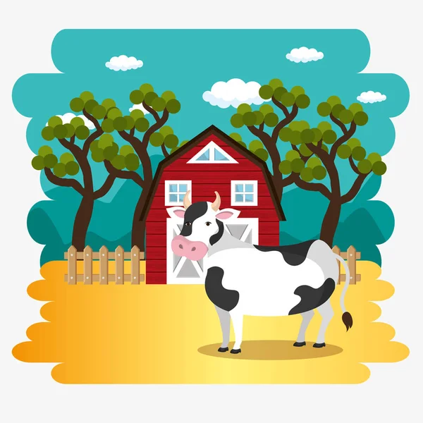 Kor i gård scen — Stock vektor