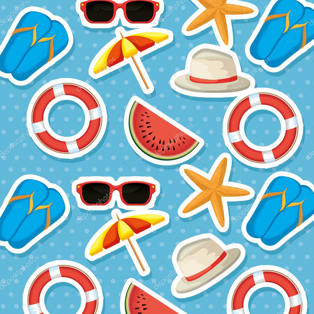 summer holidays set icons pattern