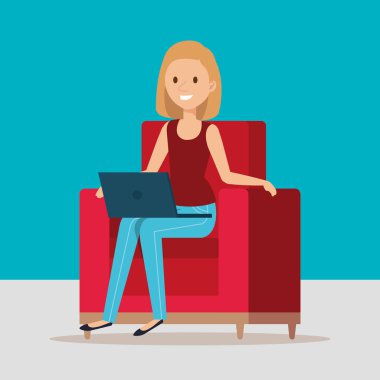 güzel ve genç kadın kanepe karakter