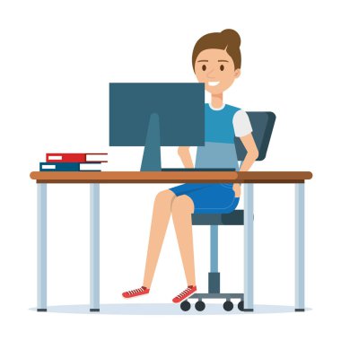 güzel ve genç kadın çalışma alanı karakter