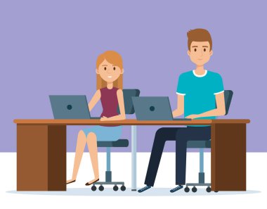 İşyeri avatarlar karakter genç çift