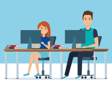 İşyeri avatarlar karakter genç çift