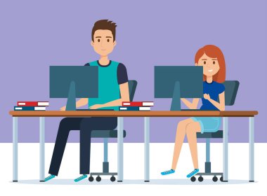 İşyeri avatarlar karakter genç çift