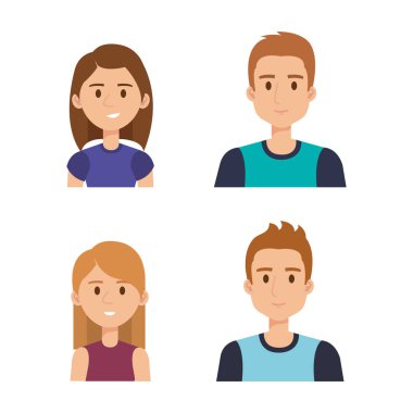 Grup genç insanların avatarları