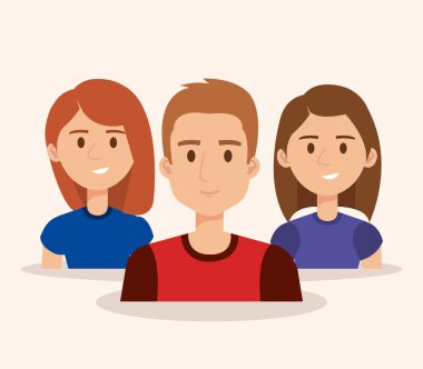 Grup genç insanların avatarları