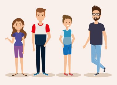 Grup genç insanların avatarları