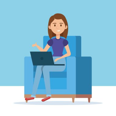 güzel ve genç kadın kanepe karakter