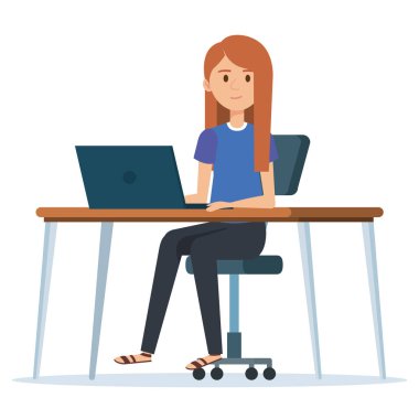 güzel ve genç kadın çalışma alanı karakter