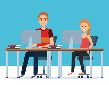 İşyeri avatarlar karakter genç çift