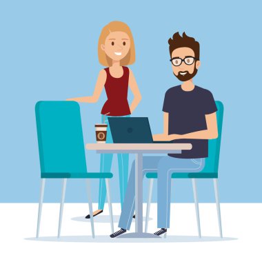 İşyeri avatarlar karakter genç çift