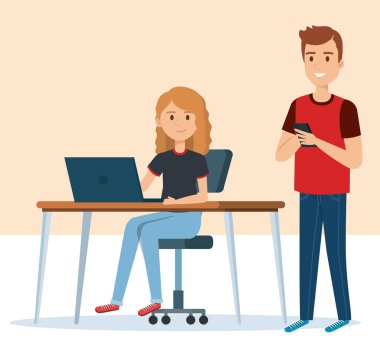 İşyeri avatarlar karakter genç çift