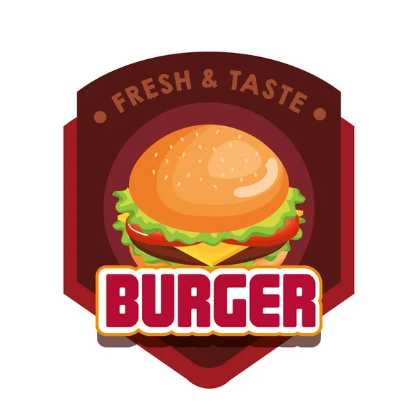 Delicious big burger fast food — Stock Vector