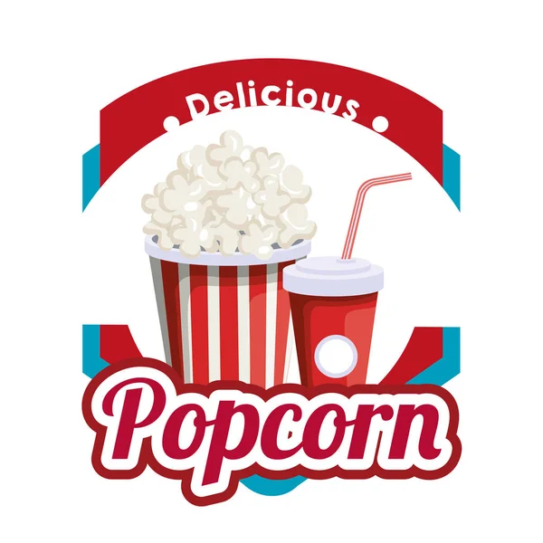 Leckeres Popcorn mit Soda-Fast-Food — Stockvektor