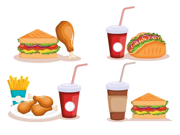 美味的快餐图标 — 图库矢量图片