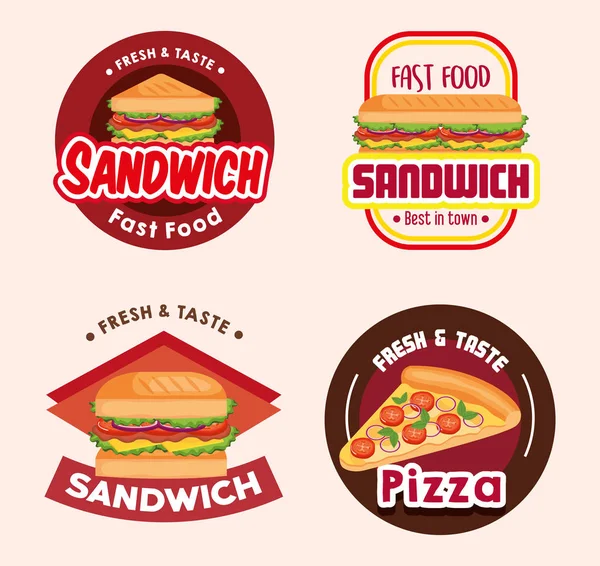 Délicieux fast food icônes — Image vectorielle