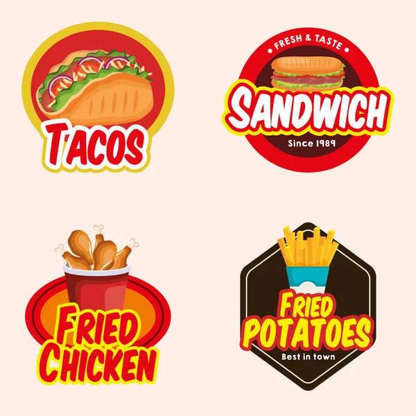 Heerlijke fastfood pictogrammen — Stockvector