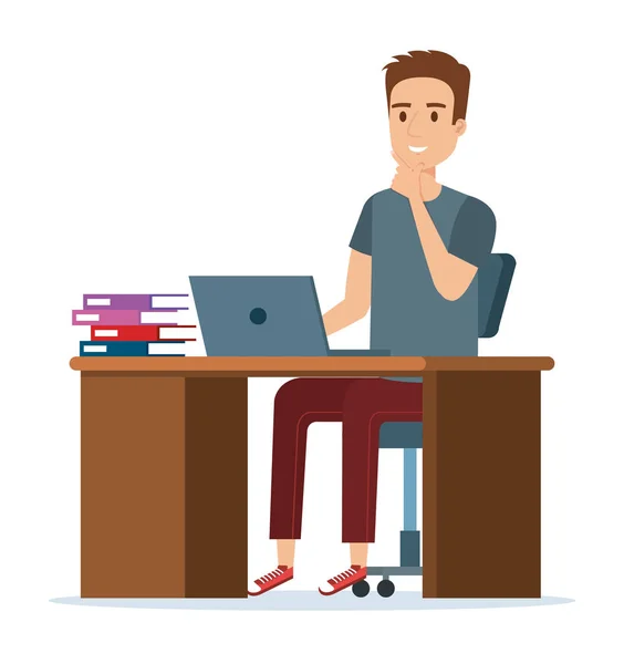 Jovem no local de trabalho avatar personagem — Vetor de Stock