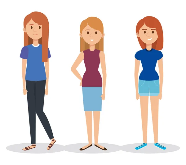 Chicas jóvenes avatares personajes — Vector de stock